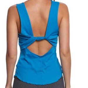 nwt free people pfeiffer twist back blue tank top
